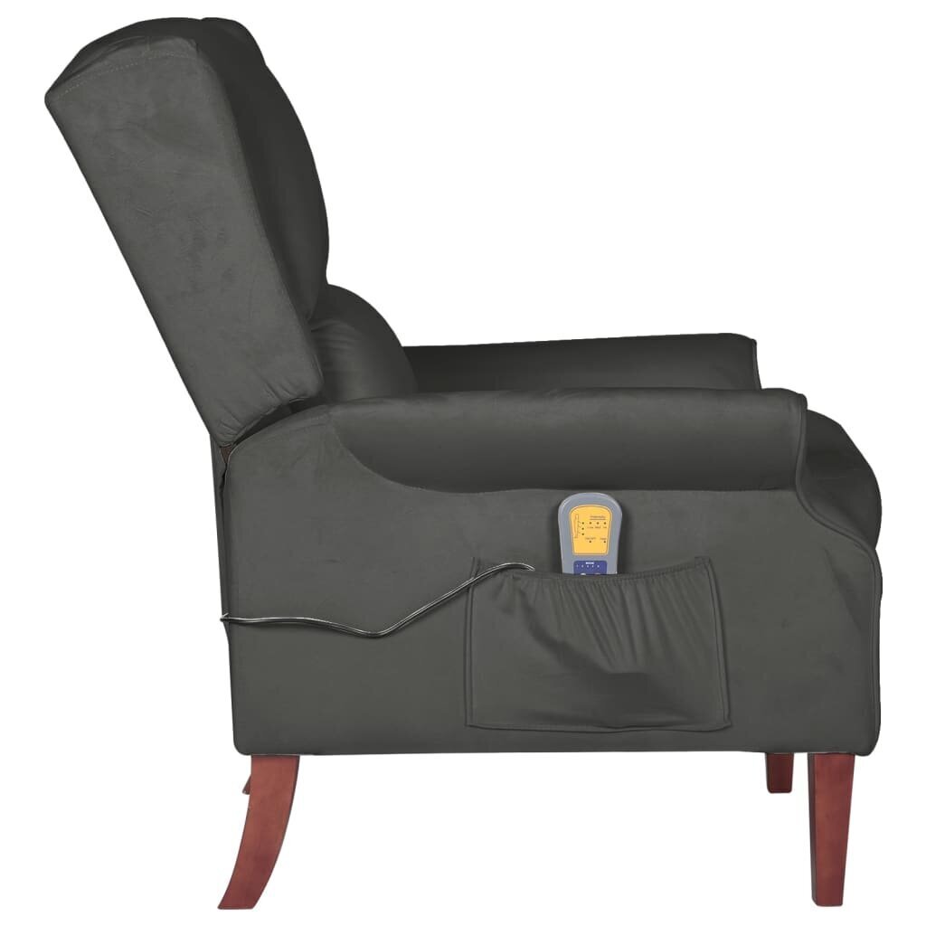 vidaXL masāžas krēsls, atgāžams, tumši pelēks samts cena un informācija | Atpūtas krēsli | 220.lv