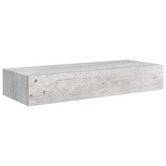 vidaXL sienas atvilktņu plaukts, betona pelēks, 60x23,5x10 cm, MDF цена и информация | Полки | 220.lv