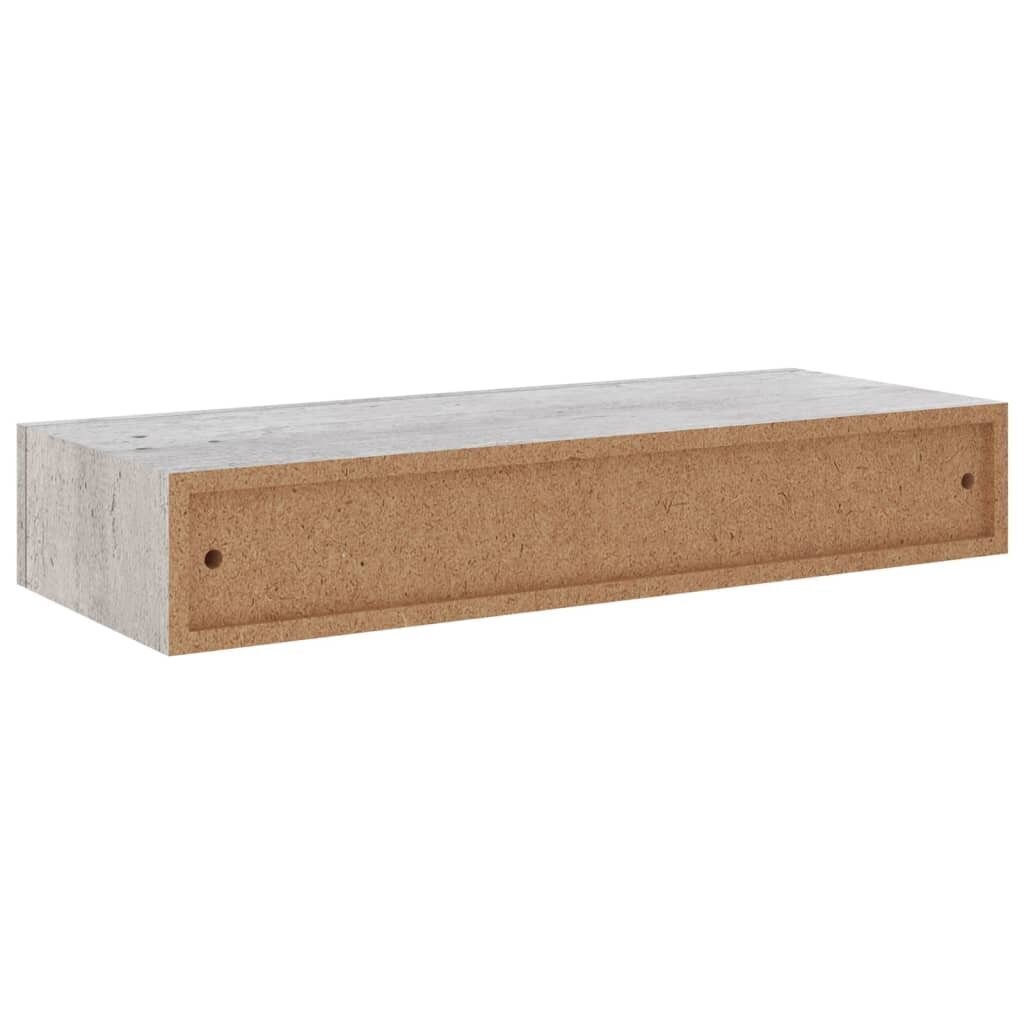 vidaXL sienas atvilktņu plaukti, 2 gab., pelēki, 60x23,5x10 cm, MDF cena un informācija | Plaukti | 220.lv