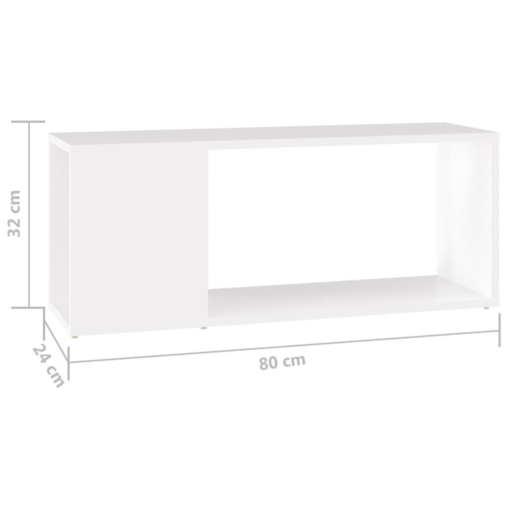 vidaXL TV plaukts, balts, 80x24x32 cm, skaidu plāksne цена и информация | TV galdiņi | 220.lv