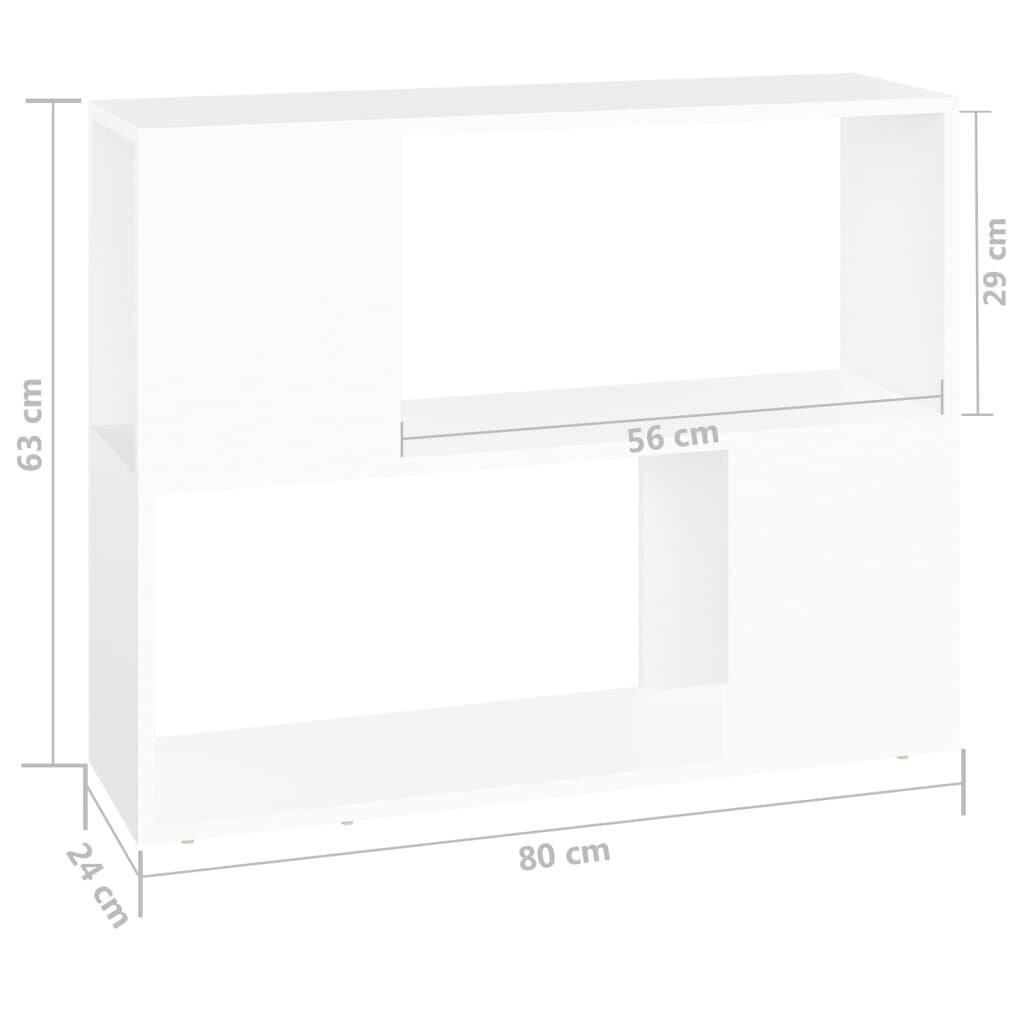 vidaXL TV plaukts, balts, 80x24x63 cm, skaidu plāksne cena un informācija | TV galdiņi | 220.lv