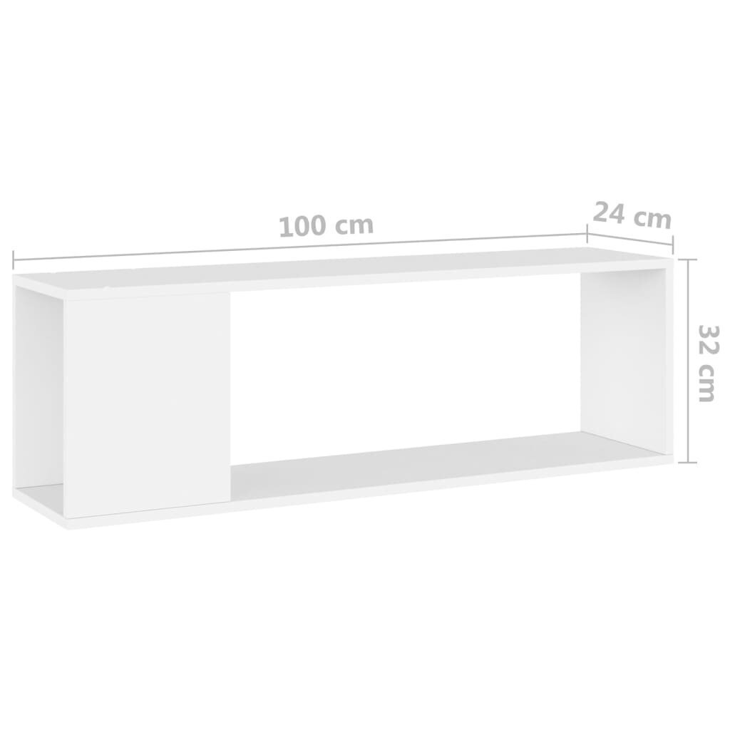 vidaXL TV plaukts, balts, 100x24x32 cm, skaidu plāksne cena un informācija | TV galdiņi | 220.lv