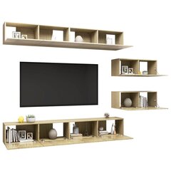 vidaXL 6-daļīgs TV skapīšu komplekts, ozolkoka krāsa, skaidu plāksne cena un informācija | TV galdiņi | 220.lv