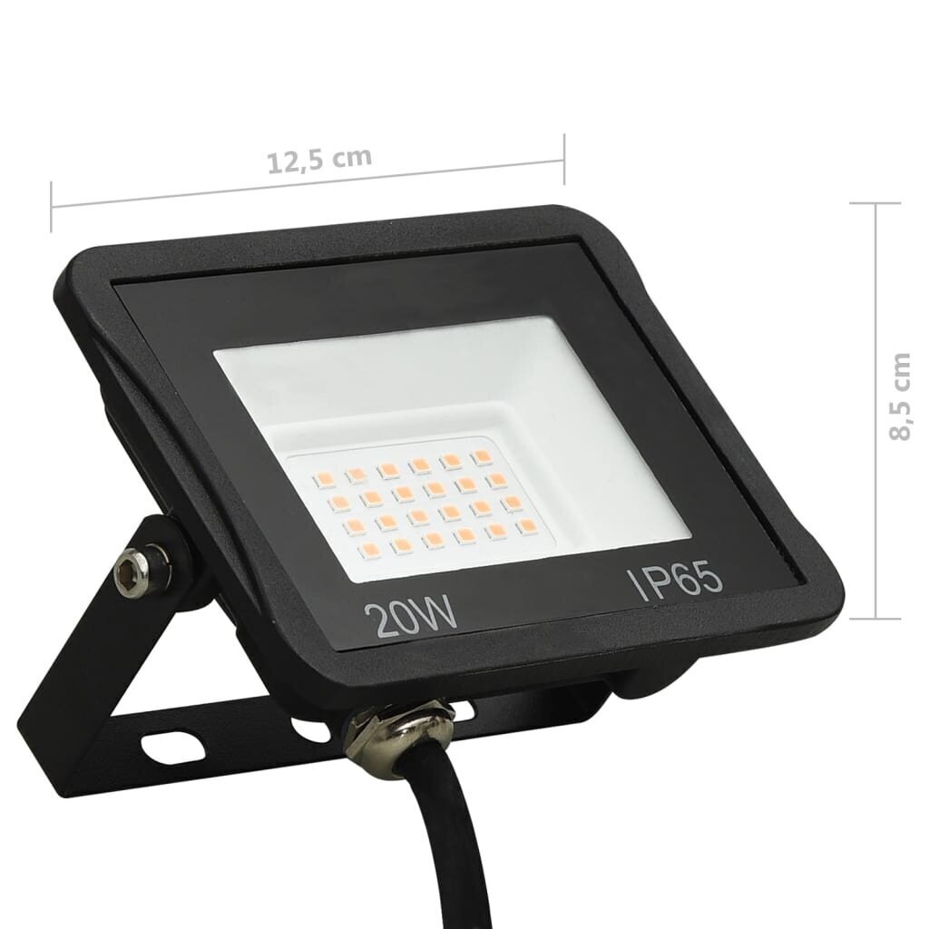 vidaXL LED prožektors, 20 W, silti balta gaisma cena un informācija | Lukturi | 220.lv