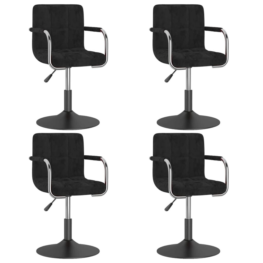 vidaXL grozāmi virtuves krēsli, 4 gab., melns samts cena un informācija | Virtuves un ēdamistabas krēsli | 220.lv