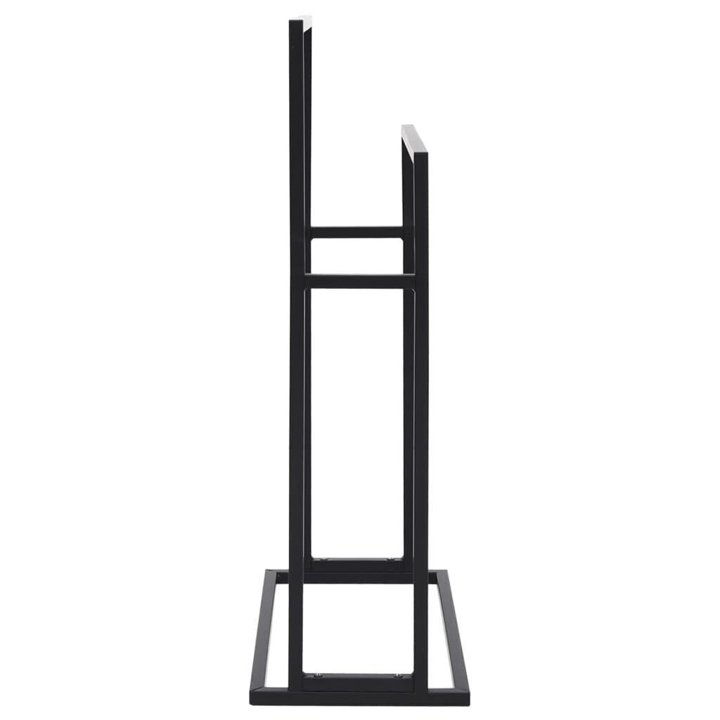vidaXL dvieļu statīvs, melns, 48x24x78,5 cm, tērauds цена и информация | Vannas istabas aksesuāri | 220.lv