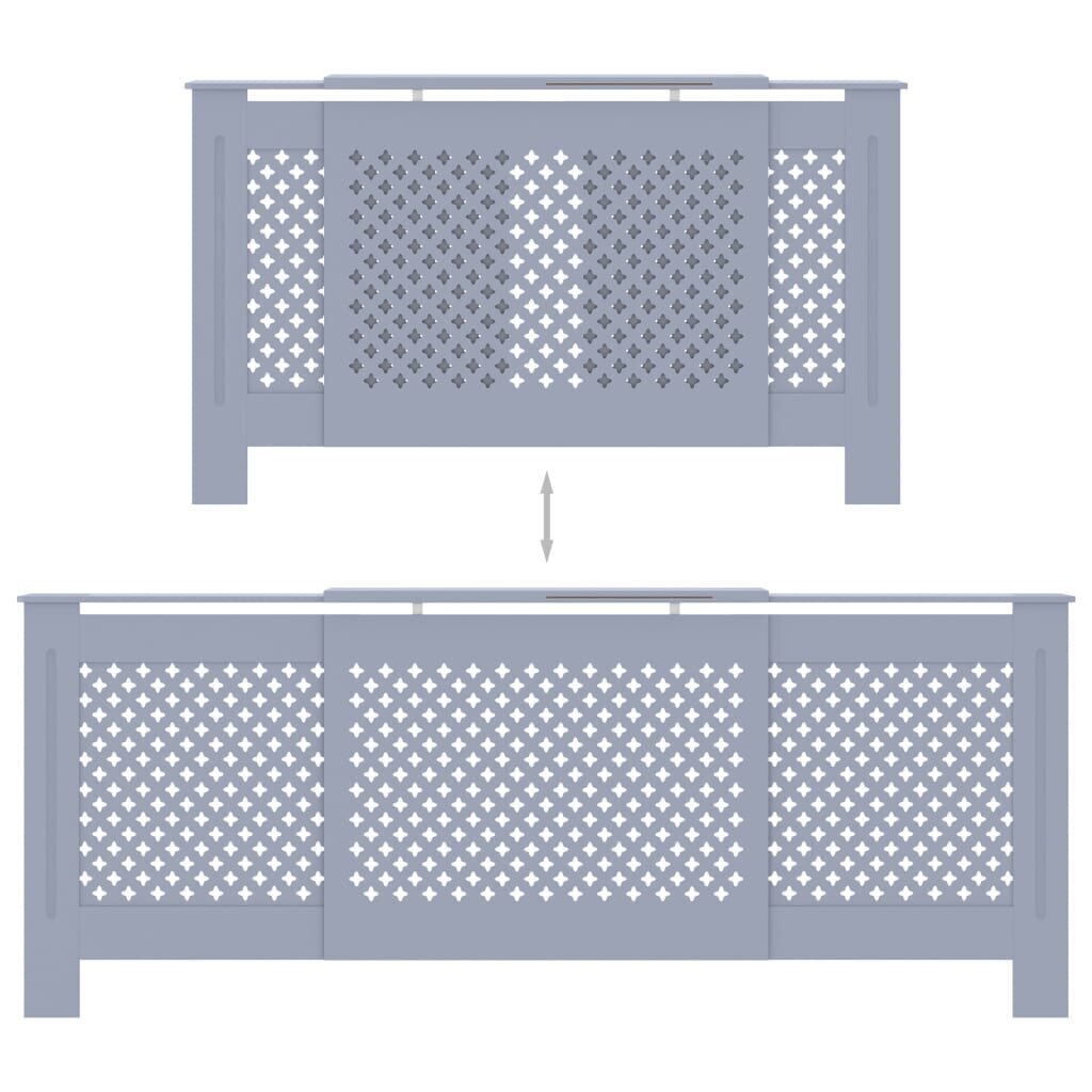 vidaXL radiatora pārsegs, pelēks MDF, 205 cm cena un informācija | Kamīnu un krāšņu aksesuāri | 220.lv