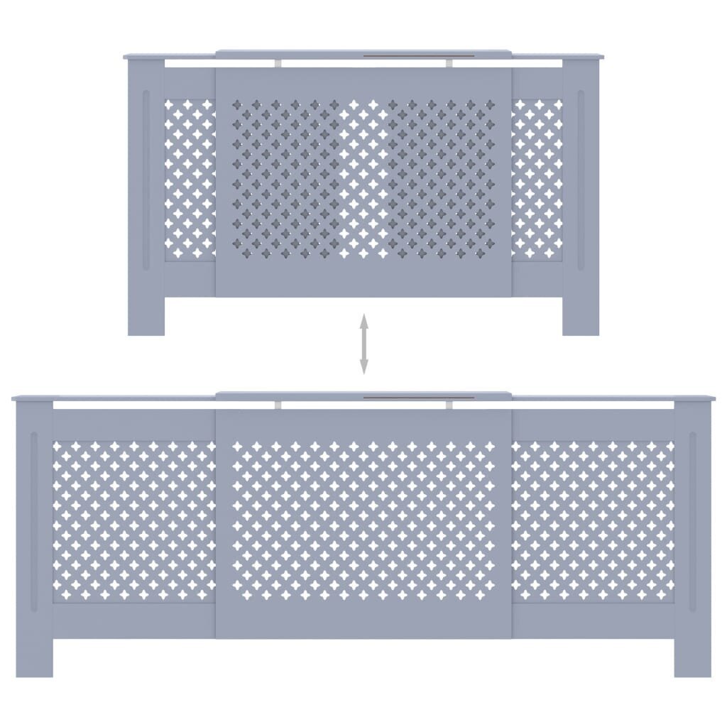 vidaXL radiatora pārsegs, pelēks MDF, 205 cm cena un informācija | Kamīnu un krāšņu aksesuāri | 220.lv