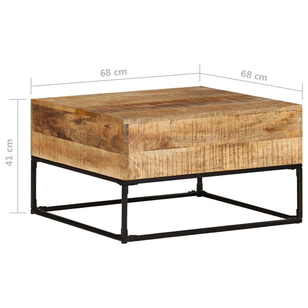 vidaXL kafijas galdiņš, 68x68x41 cm, neapstrādāts mango koks cena un informācija | Žurnālgaldiņi | 220.lv