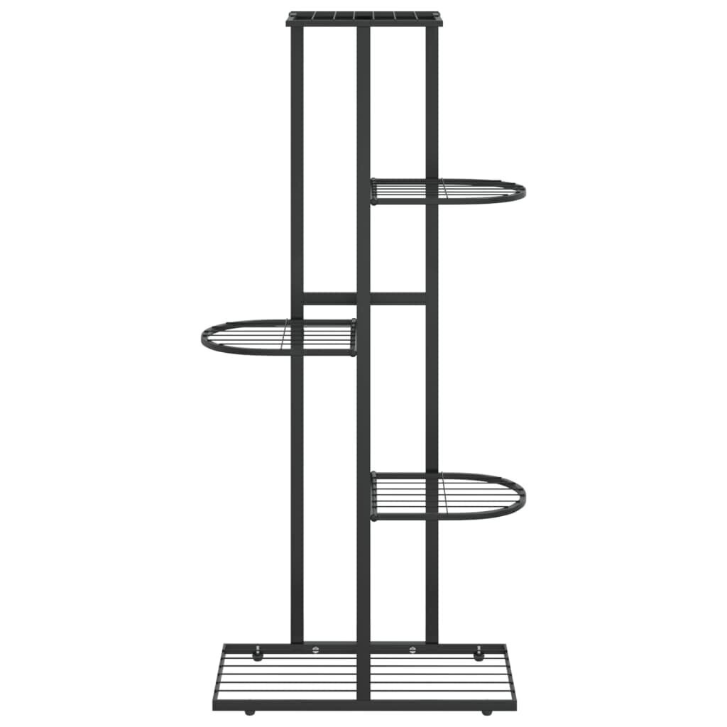 vidaXL 5 līmeņu puķu statīvs, 43x22x98 cm, melns metāls cena un informācija | Ziedu statīvi, puķu podu turētāji | 220.lv