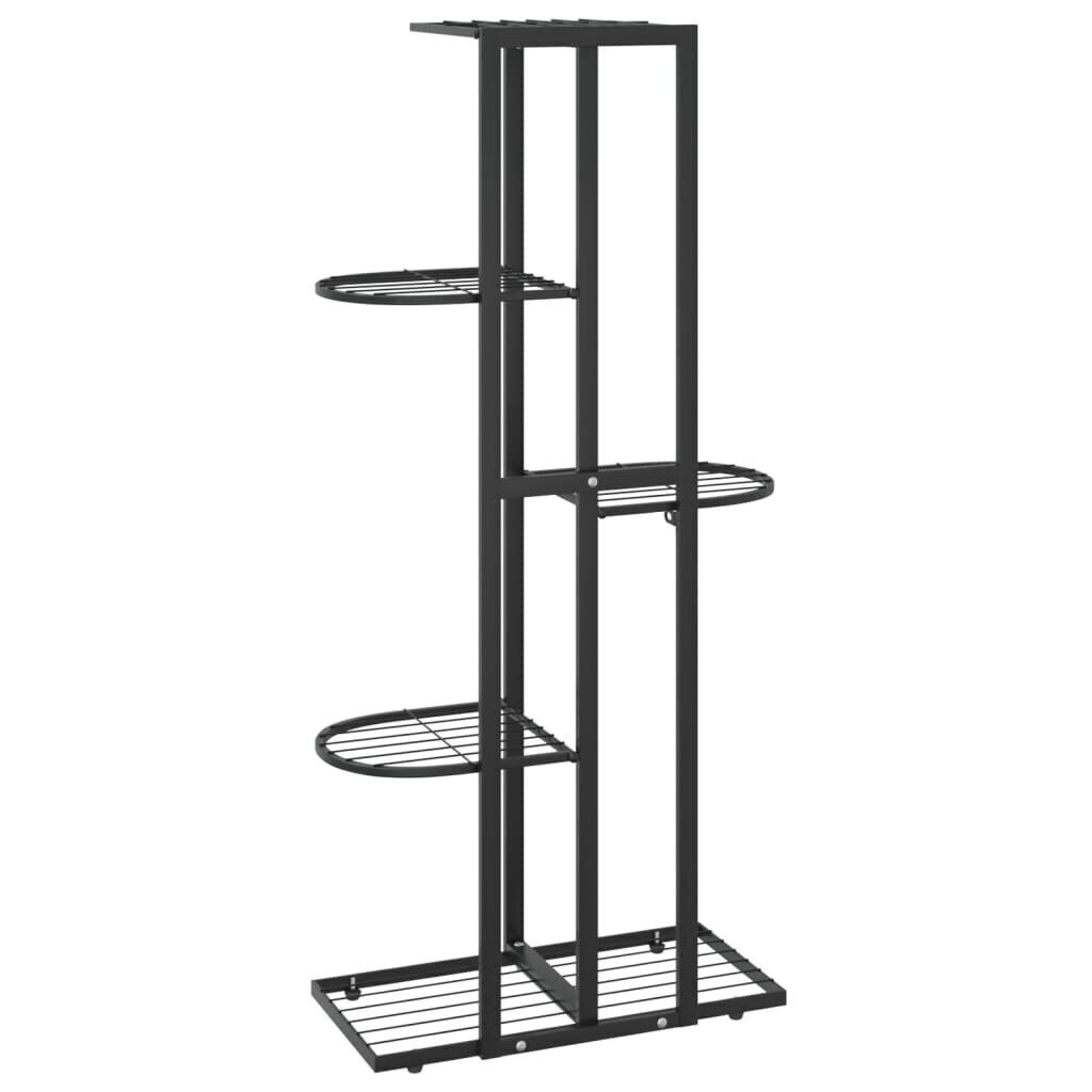 vidaXL 5 līmeņu puķu statīvs, 43x22x98 cm, melns metāls cena un informācija | Ziedu statīvi, puķu podu turētāji | 220.lv