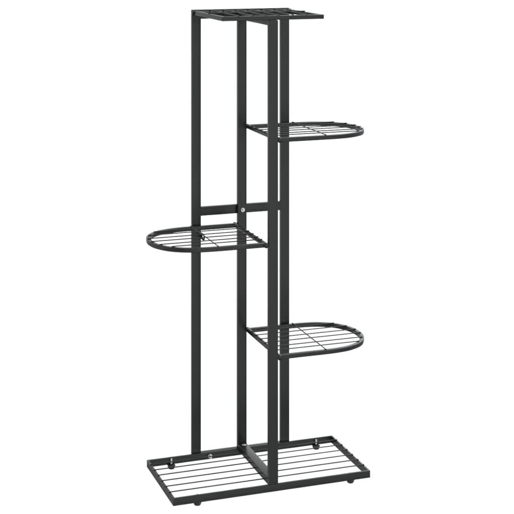 vidaXL 5 līmeņu puķu statīvs, 43x22x98 cm, melns metāls cena un informācija | Ziedu statīvi, puķu podu turētāji | 220.lv