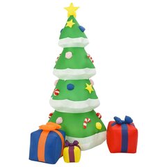 vidaXL piepūšama Ziemassvētku egle ar dekorācijām, LED, 240 cm cena un informācija | Svētku dekorācijas | 220.lv