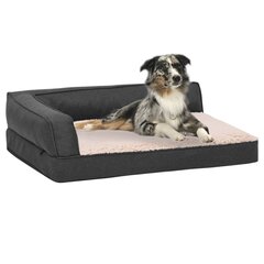 vidaXL ergonomiska suņu gulta, 75x53 cm, lina dizains, tumši pelēka cena un informācija | Suņu gultas, spilveni, būdas | 220.lv
