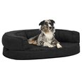 vidaXL ergonomiska suņu gulta, 75x53 cm, lina dizains, melna