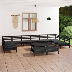 vidaXL 13-daļīgs dārza atpūtas mēbeļu komplekts, melns priedes koks цена и информация | Комплекты уличной мебели | 220.lv