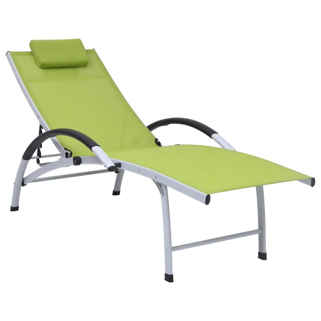 vidaXL sauļošanās zvilnis, alumīnijs un tekstilēns, zaļš cena un informācija | Sauļošanās krēsli | 220.lv
