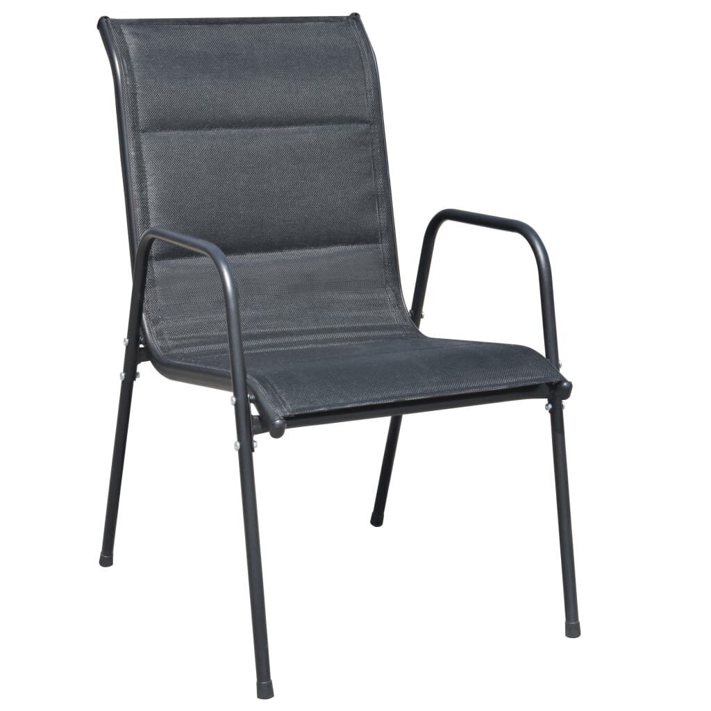 vidaXL dārza krēsli, 2 gab., tērauds, tekstilēns, melni цена и информация | Dārza krēsli | 220.lv
