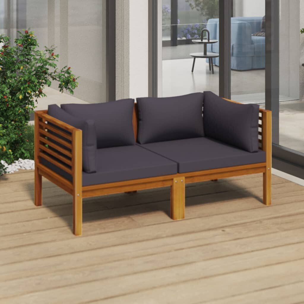 Divvietīgs dārza dīvāns vidaXL ar matračiem, brūns цена и информация | Dārza krēsli | 220.lv