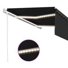 vidaXL markīze ar žalūziju, LED, vēja sensoru, 4x3 m, antracītpelēka цена и информация | Зонты, маркизы, стойки | 220.lv