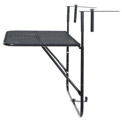 vidaXL balkona galdiņš, melns, 60x40 cm, tērauds cena un informācija | Dārza galdi | 220.lv