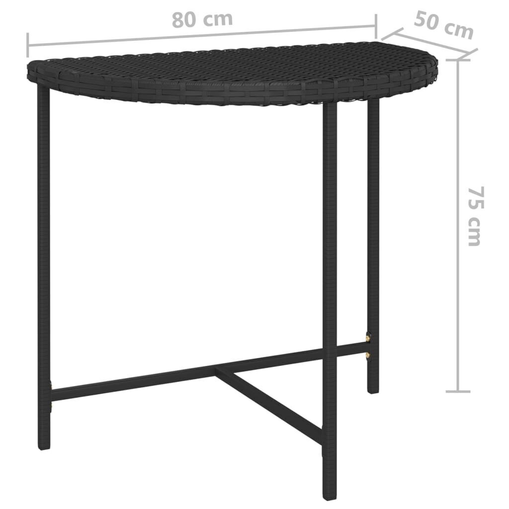 vidaXL dārza galds, 80x50x75 cm, melns, PE rotangpalma cena un informācija | Dārza galdi | 220.lv