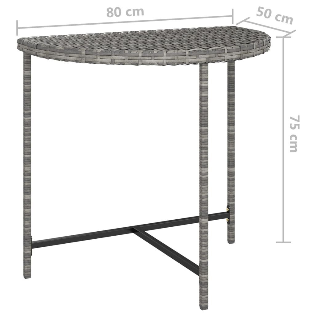 vidaXL dārza galds, 80x50x75 cm, pelēka PE rotangpalma cena un informācija | Dārza galdi | 220.lv