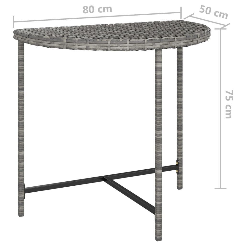 vidaXL dārza galds, 80x50x75 cm, pelēka PE rotangpalma цена и информация | Dārza galdi | 220.lv