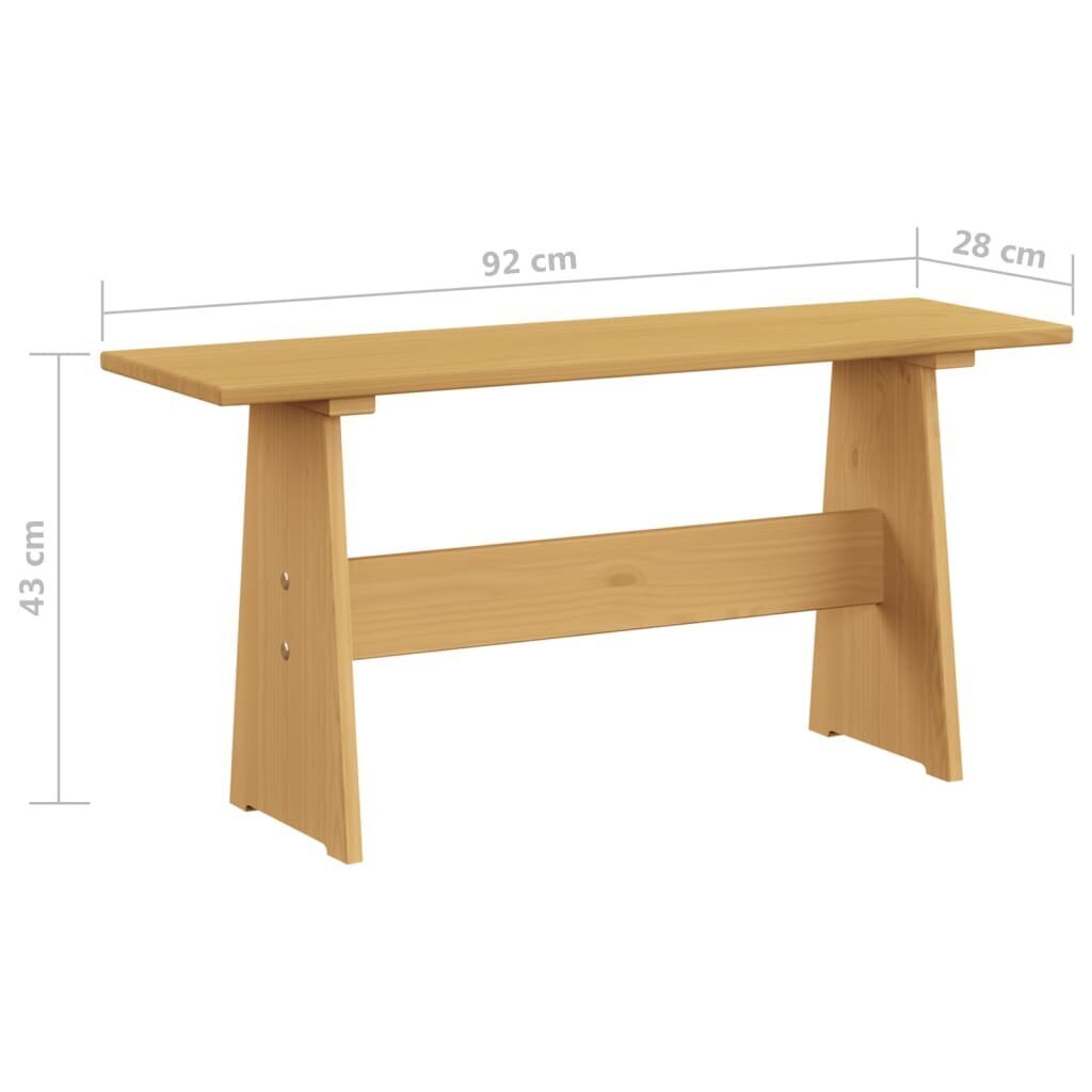 vidaXL Ēdamistabas galds ar soliņu, medus brūna, masīvkoka priede cena un informācija | Dārza galdi | 220.lv