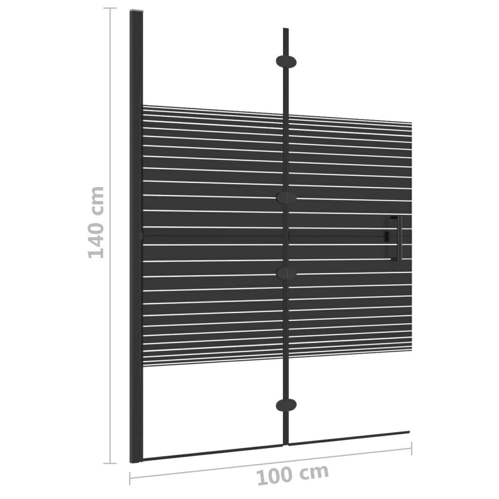 vidaXL salokāma dušas siena, ESG, 100x140 cm, melna cena un informācija | Dušas durvis, dušas sienas | 220.lv