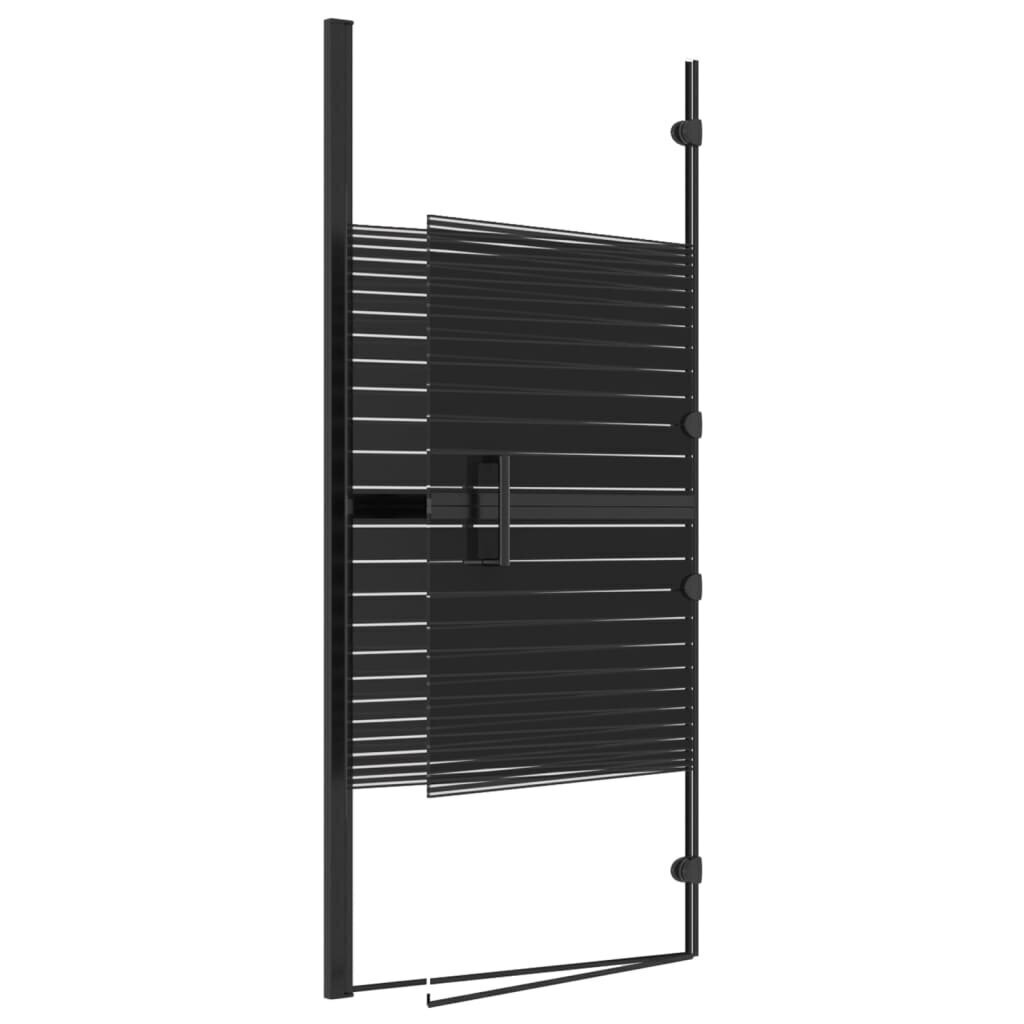vidaXL salokāma dušas siena, ESG, 120x140 cm, melna cena un informācija | Dušas durvis, dušas sienas | 220.lv