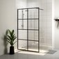 vidaXL dušas siena, caurspīdīgs ESG stikls, 115x195 cm, melna цена и информация | Dušas durvis, dušas sienas | 220.lv