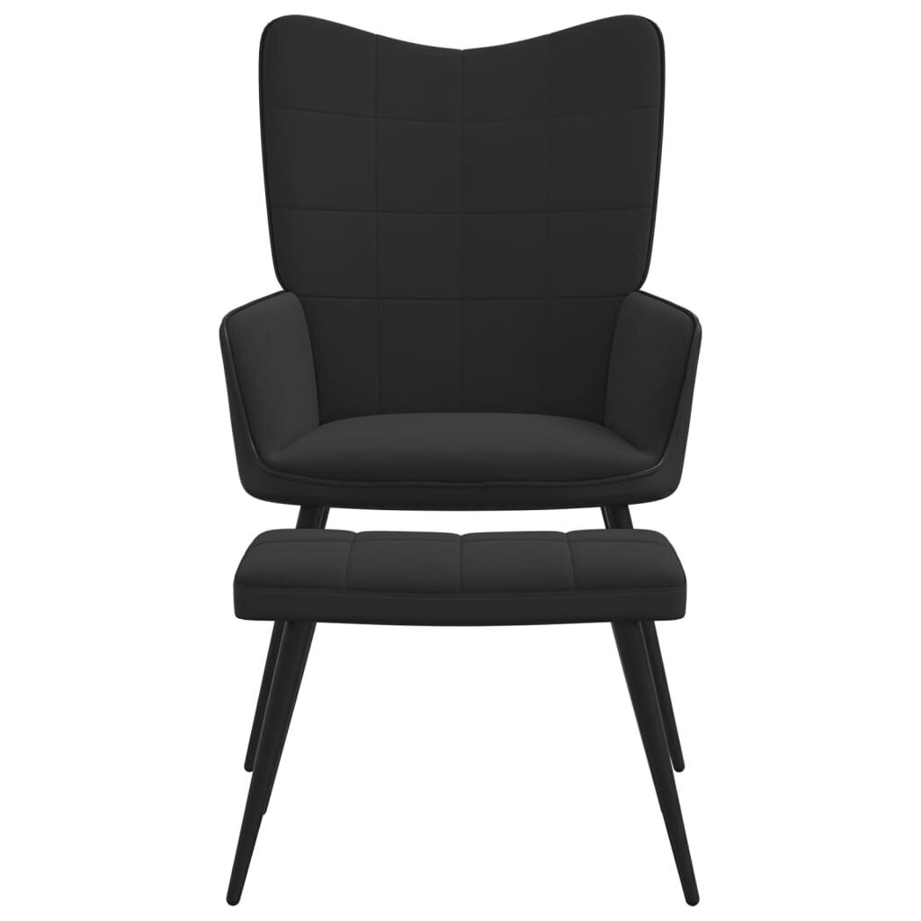 vidaXL atpūtas krēsls ar kāju balstu, melns, samts un PVC cena un informācija | Atpūtas krēsli | 220.lv