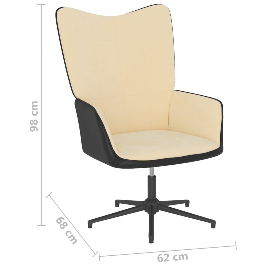 vidaXL atpūtas krēsls, krēmbalts, samts un PVC cena un informācija | Atpūtas krēsli | 220.lv