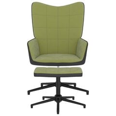 vidaXL atpūtas krēsls ar kāju balstu, gaiši zaļš, samts un PVC цена и информация | Кресла в гостиную | 220.lv