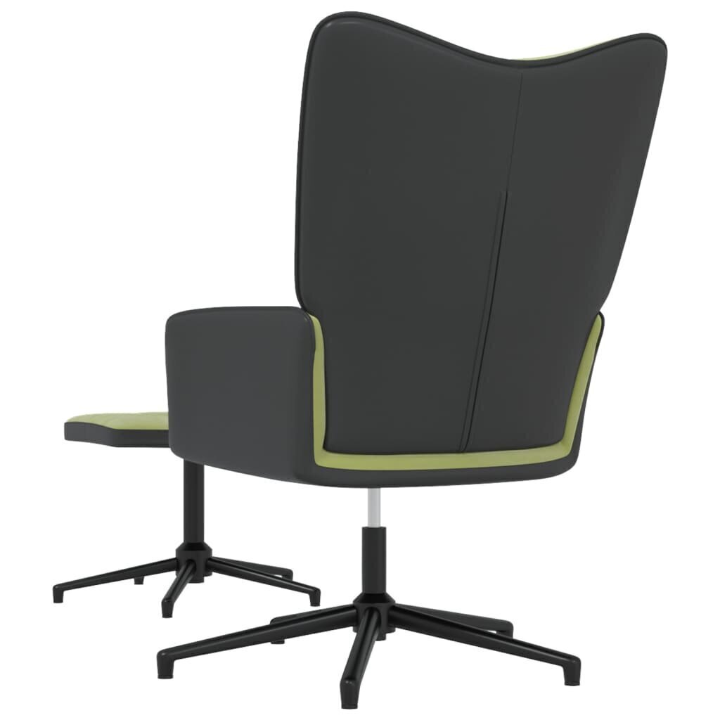 vidaXL atpūtas krēsls ar kāju balstu, gaiši zaļš, samts un PVC cena un informācija | Atpūtas krēsli | 220.lv