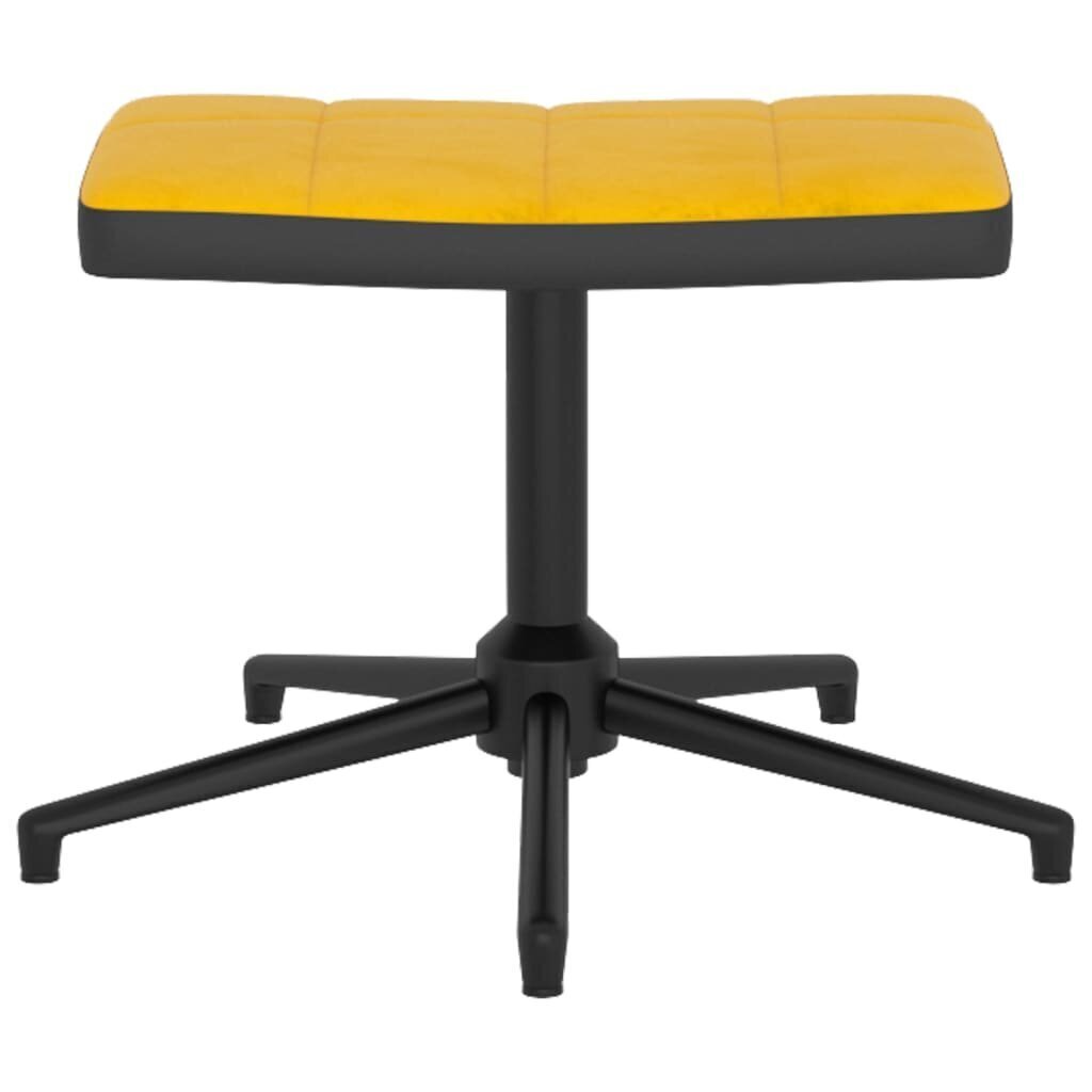 vidaXL atpūtas krēsls ar kāju balstu, sinepju dzeltens, samts un PVC cena un informācija | Atpūtas krēsli | 220.lv