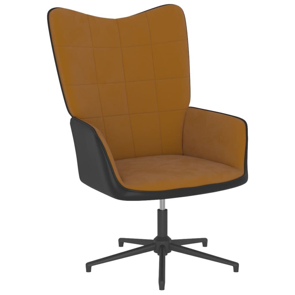 vidaXL atpūtas krēsls ar kāju balstu, brūns, samts un PVC cena un informācija | Atpūtas krēsli | 220.lv