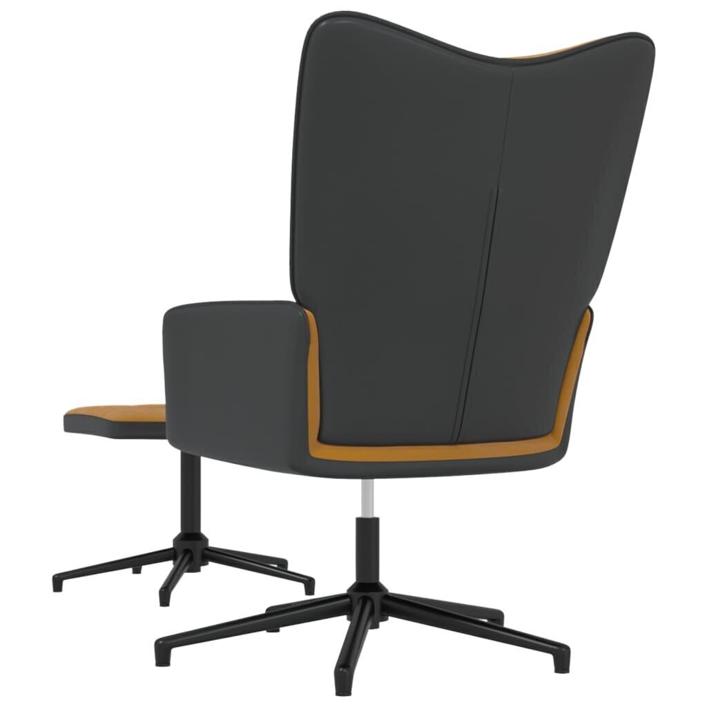 vidaXL atpūtas krēsls ar kāju balstu, brūns, samts un PVC цена и информация | Atpūtas krēsli | 220.lv