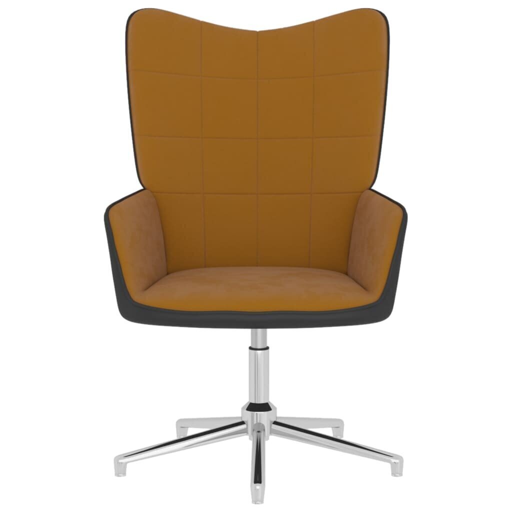 vidaXL atpūtas krēsls, brūns, samts un PVC cena un informācija | Atpūtas krēsli | 220.lv