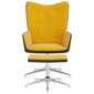 vidaXL atpūtas krēsls ar kāju balstu, sinepju dzeltens, samts un PVC цена и информация | Atpūtas krēsli | 220.lv