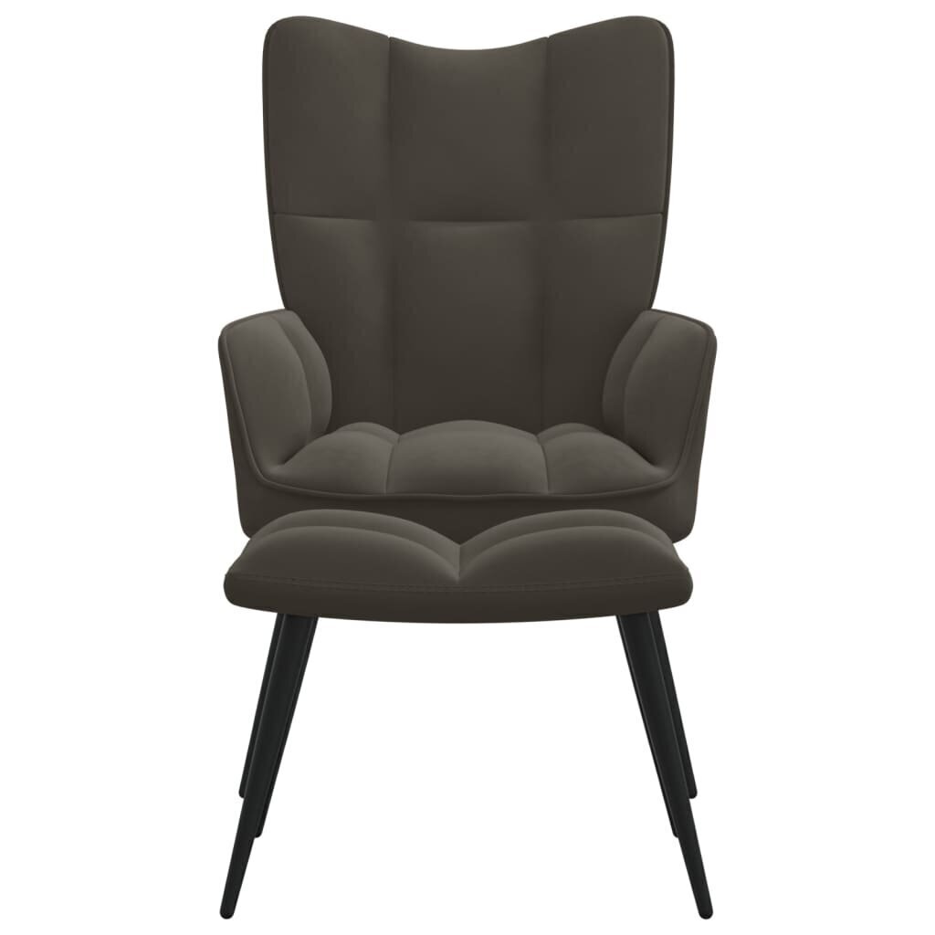 vidaXL atpūtas krēsls ar kāju balstu, tumši pelēks samts cena un informācija | Atpūtas krēsli | 220.lv