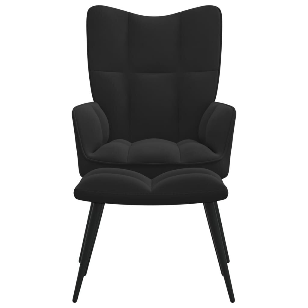 vidaXL atpūtas krēsls ar kāju balstu, melns samts cena un informācija | Atpūtas krēsli | 220.lv