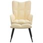 vidaXL atpūtas krēsls ar kāju balstu, krēmbalts samts cena un informācija | Atpūtas krēsli | 220.lv