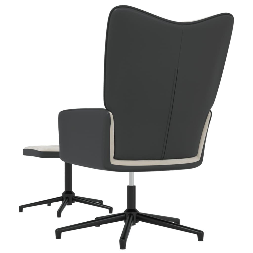 vidaXL atpūtas krēsls ar kāju balstu, gaiši pelēks, samts un PVC цена и информация | Atpūtas krēsli | 220.lv