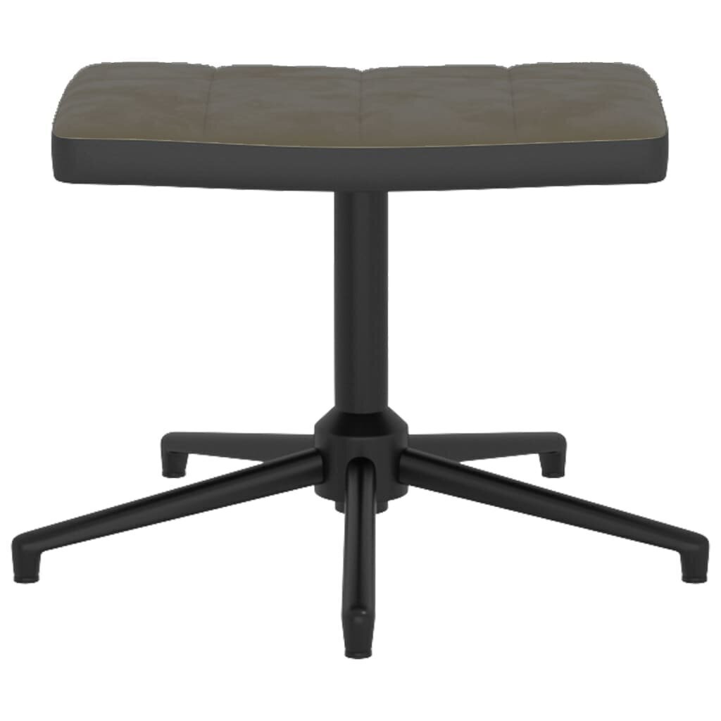 vidaXL atpūtas krēsls ar kāju balstu, tumši pelēks, samts un PVC цена и информация | Atpūtas krēsli | 220.lv