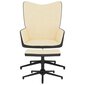 vidaXL atpūtas krēsls ar kāju balstu, krēmbalts, samts un PVC cena un informācija | Atpūtas krēsli | 220.lv