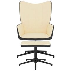 vidaXL atpūtas krēsls ar kāju balstu, krēmbalts, samts un PVC цена и информация | Кресла в гостиную | 220.lv