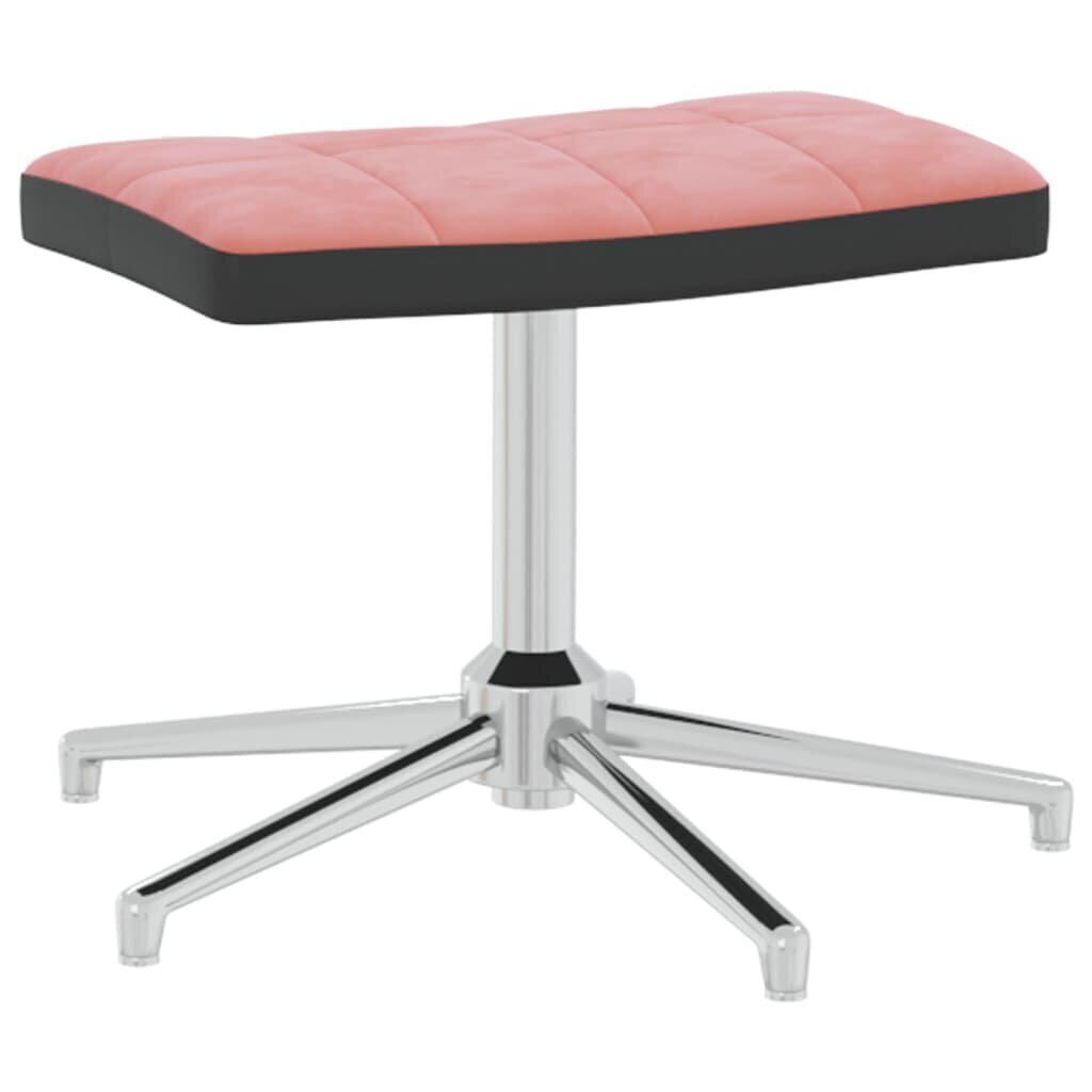 vidaXL atpūtas krēsls ar kāju balstu, rozā, samts un PVC cena un informācija | Atpūtas krēsli | 220.lv