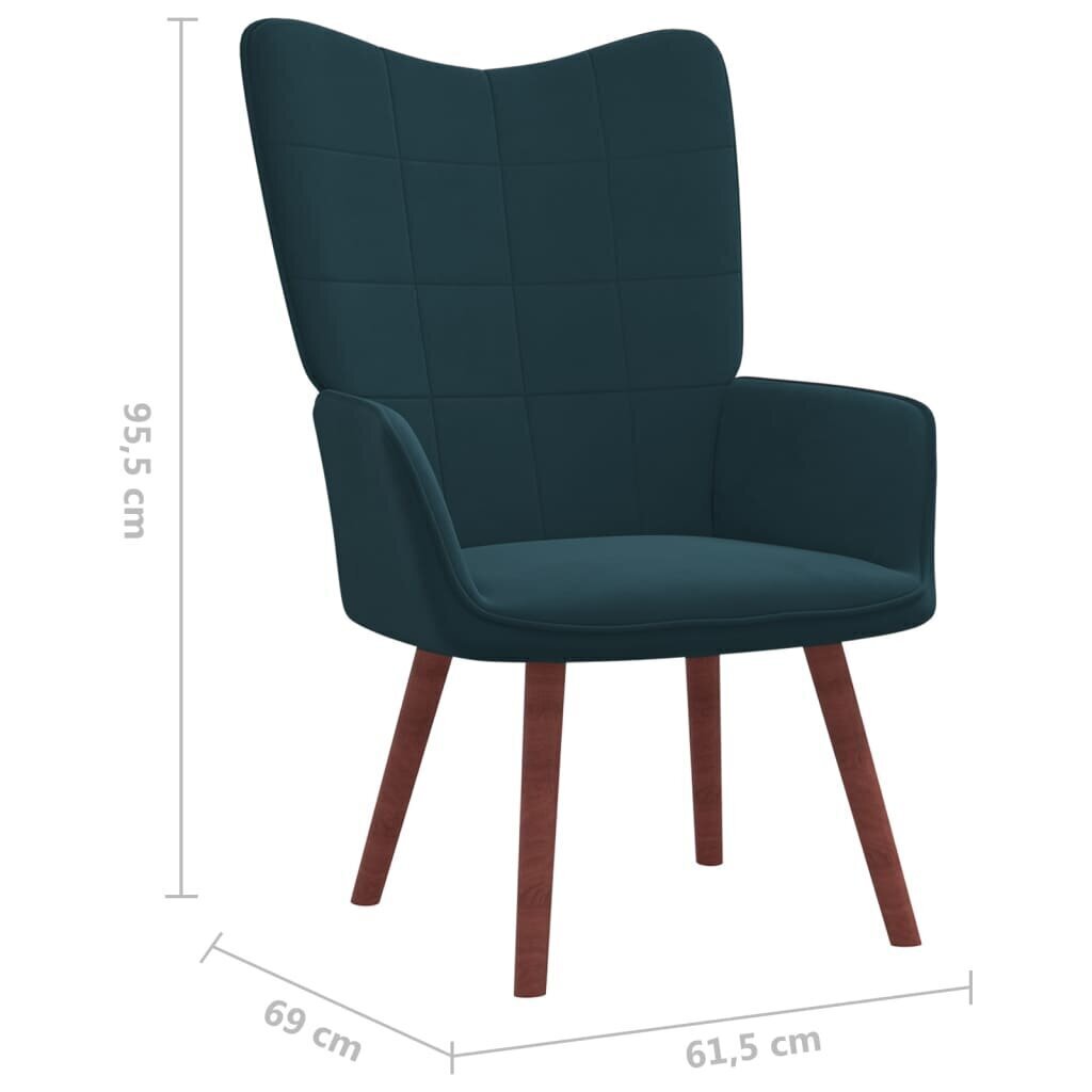 vidaXL atpūtas krēsls, zils samts cena un informācija | Atpūtas krēsli | 220.lv